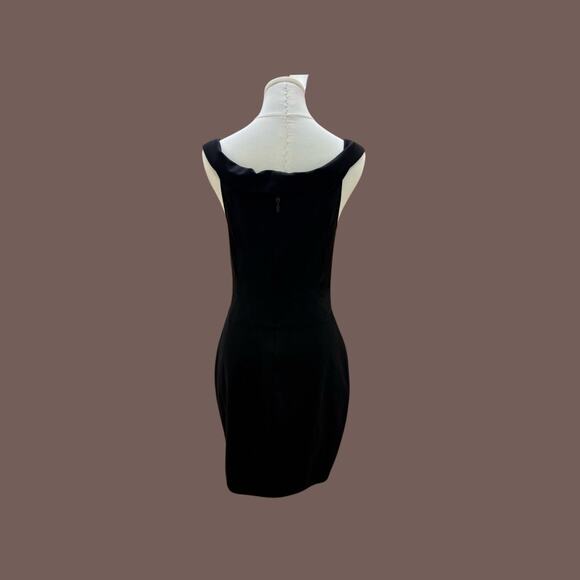 Halston Heritage Mini Dress | Black Cowl Neck | Size 8 | Vintage - Picture 3 of 4